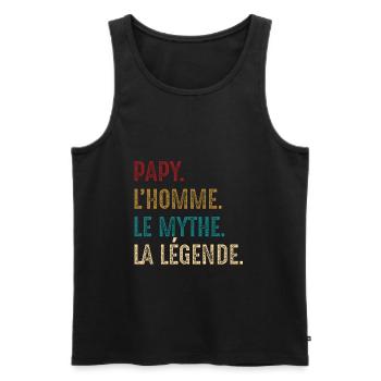 PAPY L'HOMME LE MYTHE LA LÉGENDE - Débardeur bio Premium Homme - noir - Devant - Michal (187cm)