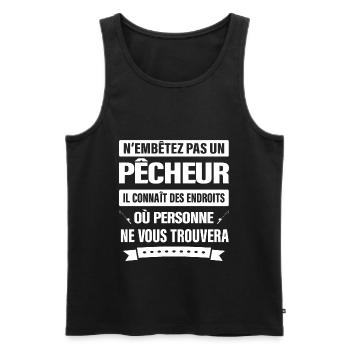 N'EMBÊTEZ PAS UN PÊCHEUR - Débardeur bio Premium Homme - noir - Devant - Michal (187cm)