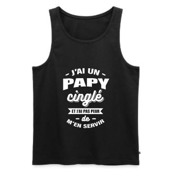 J'AI UN PAPY CINGLÉ - Débardeur bio Premium Homme - noir - Devant - Michal (187cm)