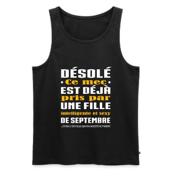 MEC PRIS PAR UNE FILLE DE SEPTEMBRE - Débardeur bio Premium Homme - noir - Devant - Michal (187cm)