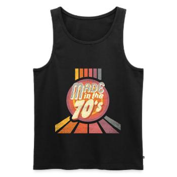 made in the 70s - Men's Premium Organic Tank Top - black - Front - AI Model Male 178 light (178cm)