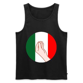 Funny Italian Humor Hand Gesture Pride Pizza - Men's Premium Organic Tank Top - black - Front - Michal (187cm)