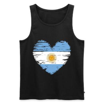 Argentine coeur drapeau blason - Débardeur bio Premium Homme - noir - Devant - Michal (187cm)