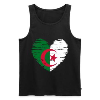 Algeria Heart Flag Flag Coat of Arms - Men's Premium Organic Tank Top - black - Front - AI Model Male 178 light (178cm)