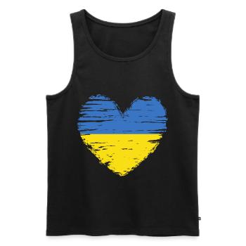 Ukraine Heart Flag Flag Coat of Arms - Men's Premium Organic Tank Top - black - Front - AI Model Male 178 light (178cm)