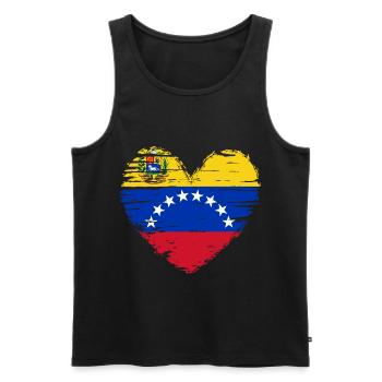 Venezuela Heart Flag Flag Coat of Arms - Men's Premium Organic Tank Top - black - Front - Michal (187cm)