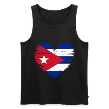 Cuba coeur drapeau blason - Débardeur bio Premium Homme - noir - Devant - AI Model Male 178 light (178cm)