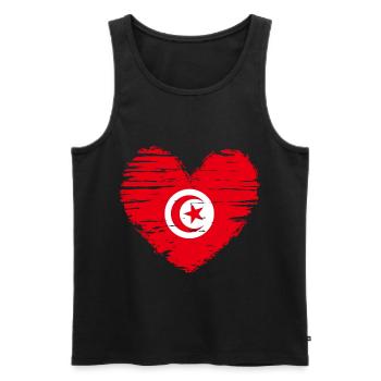 Tunisie coeur drapeau blason - Débardeur bio Premium Homme - noir - Devant - Michal (187cm)