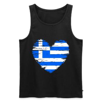 Greece Heart Flag Flag Coat of Arms - Men's Premium Organic Tank Top - black - Front - Michal (187cm)