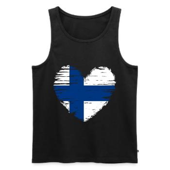 Finnland Herz Flagge Fahne Wappen - Männer Premium Bio Tank Top - Schwarz - Vorne - Michal (187cm)