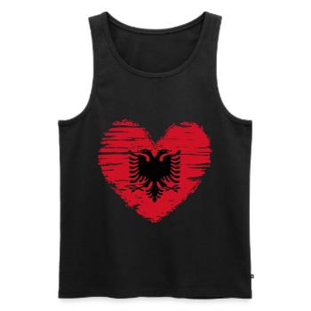 Albanie coeur drapeau blason - Débardeur bio Premium Homme - noir - Devant - Michal (187cm)