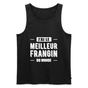 J'AI LE MEILLEUR FRANGIN DU MONDE - Débardeur bio Premium Homme - noir - Devant - Michal (187cm)