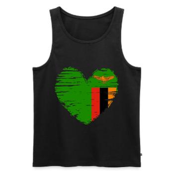 Sambia Herz Flagge Fahne Wappen - Männer Premium Bio Tank Top - Schwarz - Vorne - AI Model Male 178 light (178cm)