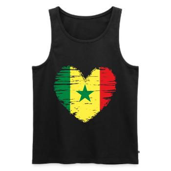 Sénégal coeur drapeau blason - Débardeur bio Premium Homme - noir - Devant - AI Model Male 178 light (178cm)