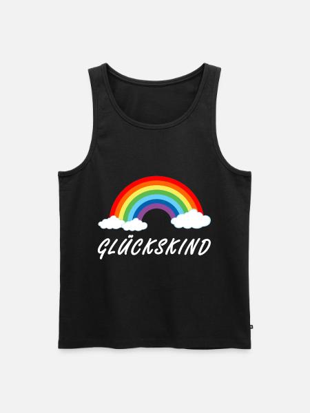 Glückskind | Regenbogen Glück Kind - Männer Premium Bio Tank Top - Schwarz