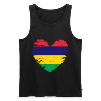 Mauritius heart flag flag coat of arms - Men's Premium Organic Tank Top - black - Front - AI Model Male 178 light (178cm)