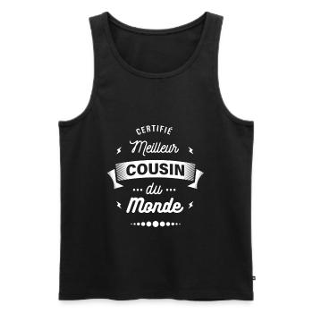 CERTIFIÉ MEILLEUR COUSIN DU MONDE - Débardeur bio Premium Homme - noir - Devant - Michal (187cm)