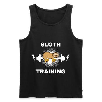 sloth running training club running jogging lazy - Men's Premium Organic Tank Top - black - Front - Michal (187cm)