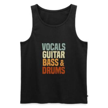 Groupe de rock retro - Débardeur bio Premium Homme - noir - Devant - AI Model Male 178 light (178cm)