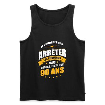 JE N'AI QUE 93 ANS POUR ARRÊTER LES CONNERIES - Débardeur bio Premium Homme - noir - Devant - Michal (187cm)