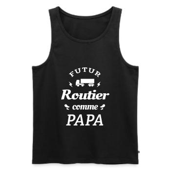 FUTUR ROUTIER COMME PAPA - Débardeur bio Premium Homme - noir - Devant - Michal (187cm)