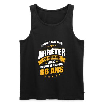 JE N'AI QUE 86 ANS POUR ARRÊTER LES CONNERIES - Débardeur bio Premium Homme - noir - Devant - Michal (187cm)