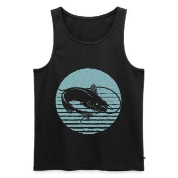 Retro Wels Vintage Wels - Männer Premium Bio Tank Top - Schwarz - Vorne - Michal (187cm)