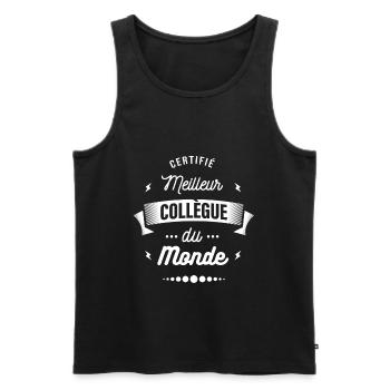 CERTIFIÉ MEILLEUR COLLÈGUE DU MONDE - Débardeur bio Premium Homme - noir - Devant - Michal (187cm)