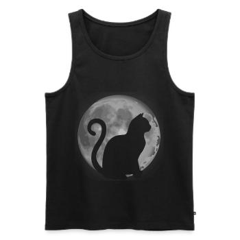 mignon chat silhouette lune animal - Débardeur bio Premium Homme - noir - Devant - AI Model Male 178 light (178cm)