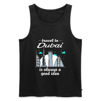 Voyager à Dubai Bonne idée Emirat arabe unifié - Débardeur bio Premium Homme - noir - Devant - Michal (187cm)