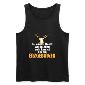 erzgebirger - Männer Premium Bio Tank Top - Schwarz - Vorne - Michal (187cm)