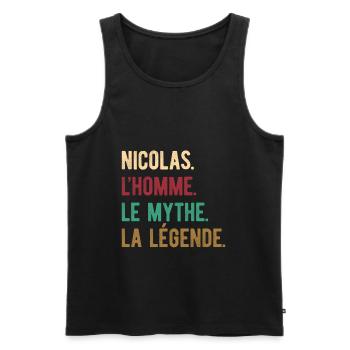NICOLAS L'HOMME LE MYTHE LA LÉGENDE - Débardeur bio Premium Homme - noir - Devant - AI Model Male 178 light (178cm)