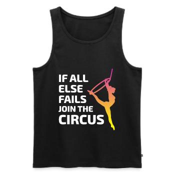 Cerceau aérien Lyra Silk Circus Acrobaties drôles - Débardeur bio Premium Homme - noir - Devant - AI Model Male 178 light (178cm)