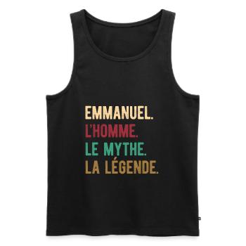 EMMANUEL L'HOMME LE MYTHE LA LÉGENDE - Débardeur bio Premium Homme - noir - Devant - Michal (187cm)