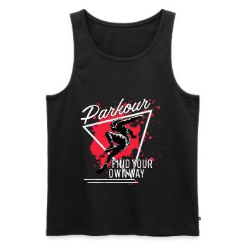 Parkour Running Gift - Men's Premium Organic Tank Top - black - Front - AI Model Male 178 light (178cm)
