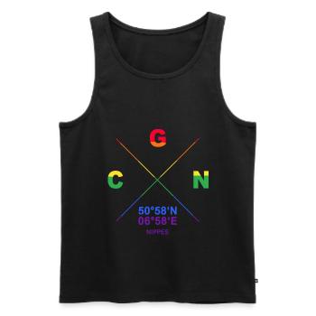 CGN Nippes Veedel Koordinaten Gay Pride CSD - Männer Premium Bio Tank Top - Schwarz - Vorne - AI Model Male 178 light (178cm)