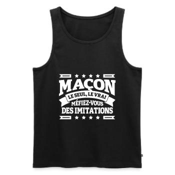MAÇON LE SEUL LE VRAI - Débardeur bio Premium Homme - noir - Devant - Michal (187cm)