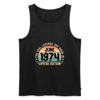 Born in 1974 Tee Vintage Legend Born in June - Männer Premium Bio Tank Top - Schwarz - Vorne - Michal (187cm)