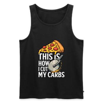 Diet Humor Pizza Carbs - Men's Premium Organic Tank Top - black - Front - AI Model Male 178 light (178cm)