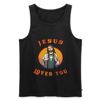 Jesus Gott Christus Religion Bibel christlich - Männer Premium Bio Tank Top - Schwarz - Vorne - Michal (187cm)