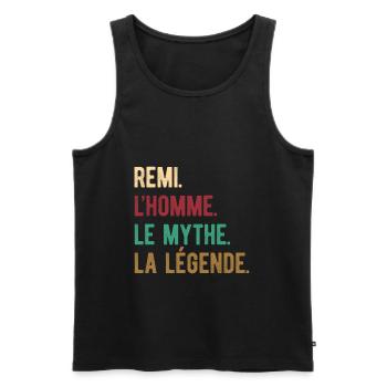 REMI L'HOMME LE MYTHE LA LÉGENDE - Débardeur bio Premium Homme - noir - Devant - Michal (187cm)