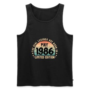 Né en 1986 Tee Vintage Legend Né en mai - Débardeur bio Premium Homme - noir - Devant - Michal (187cm)