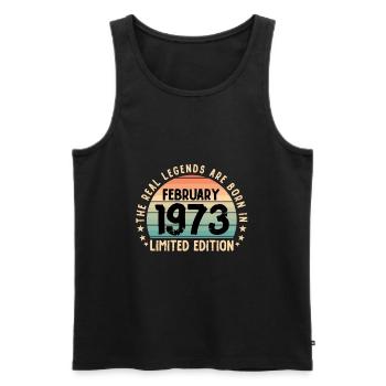 Né en 1973 Tee Vintage Legend Né en février - Débardeur bio Premium Homme - noir - Devant - Michal (187cm)
