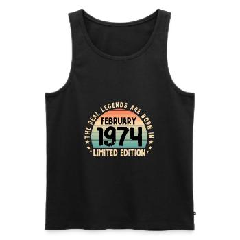 Born in 1974 Tee Vintage Legend Born in February - Männer Premium Bio Tank Top - Schwarz - Vorne - Michal (187cm)