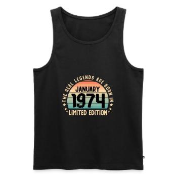 Né en 1974 Tee Vintage Legend Né en janvier - Débardeur bio Premium Homme - noir - Devant - Michal (187cm)