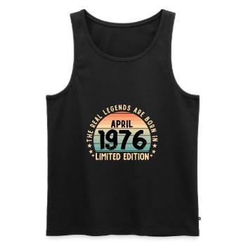 Né en 1976 Tee Vintage Legend Né en avril - Débardeur bio Premium Homme - noir - Devant - Michal (187cm)