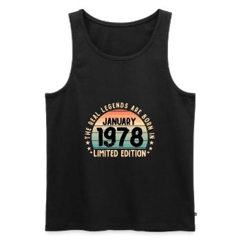 Born in 1978 Tee Vintage Legend Born in January - Männer Premium Bio Tank Top - Schwarz - Vorne - Michal (187cm)