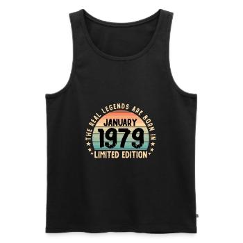 Born in 1979 Tee Vintage Legend Born in January - Männer Premium Bio Tank Top - Schwarz - Vorne - Michal (187cm)