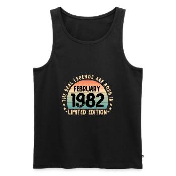 Born in 1982 Tee Vintage Legend Born in February - Männer Premium Bio Tank Top - Schwarz - Vorne - Michal (187cm)
