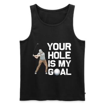 Golf balle golf club vert putts holes - Débardeur bio Premium Homme - noir - Devant - AI Model Male 178 light (178cm)